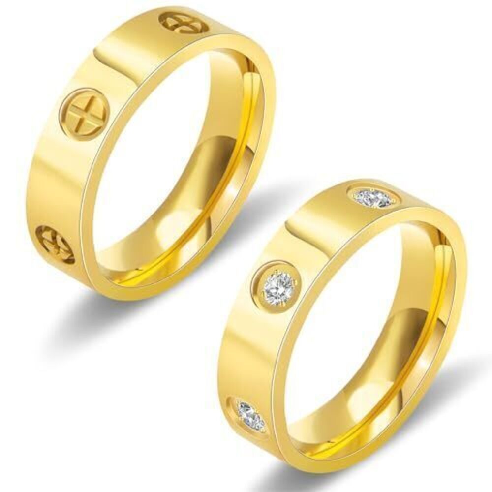 6529 Love Friendship Gold Rings :Wedding Band 18k Gold Ring Cubic Zirconia